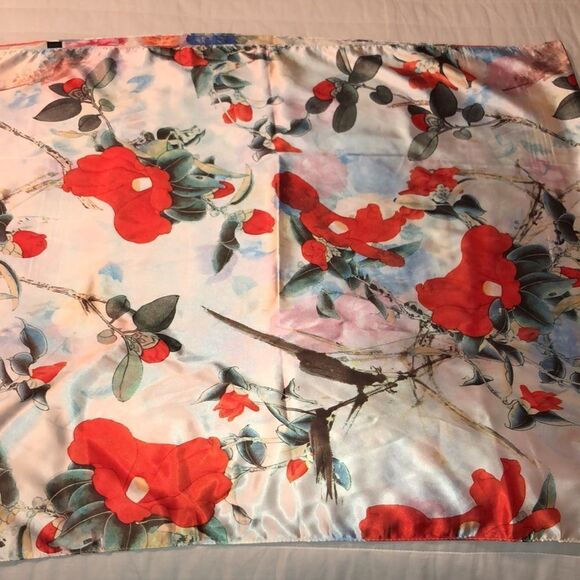 Large Vibrant Floral Polyester Scarf - Picture 9 of 11